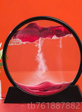 新款流沙画创意沙摆件个送性3d动办公室装饰情态人节女友生漏日礼