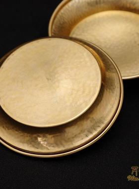 藏式水财神盘纯爷铜供水碗圣水盘家用底烟供香盘红铜净水AZE碟香