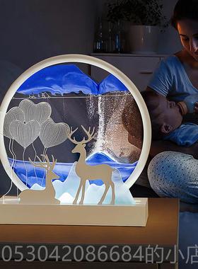 正品流沙解画摆件创意压酒术沙漏家居电视柜柜装饰品小夜艺灯结婚