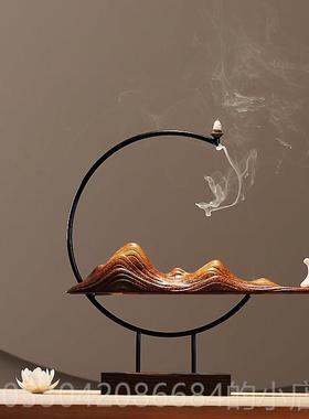 正品创意倒柜炉枯山水陶瓷玄关电视客厅桌面家居流装饰品摆香件假