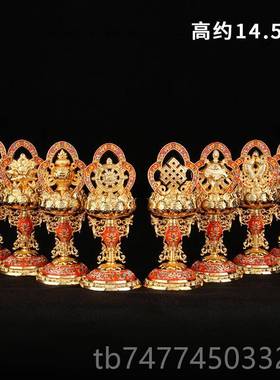新款惠尔美祥尼泰泊尔手工艺加厚实心景蓝祥八宝佛像八吉摆件高14
