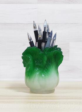 新款招财菜白办公桌笔筒摆家居办公室工艺品创意装件饰礼品实用小