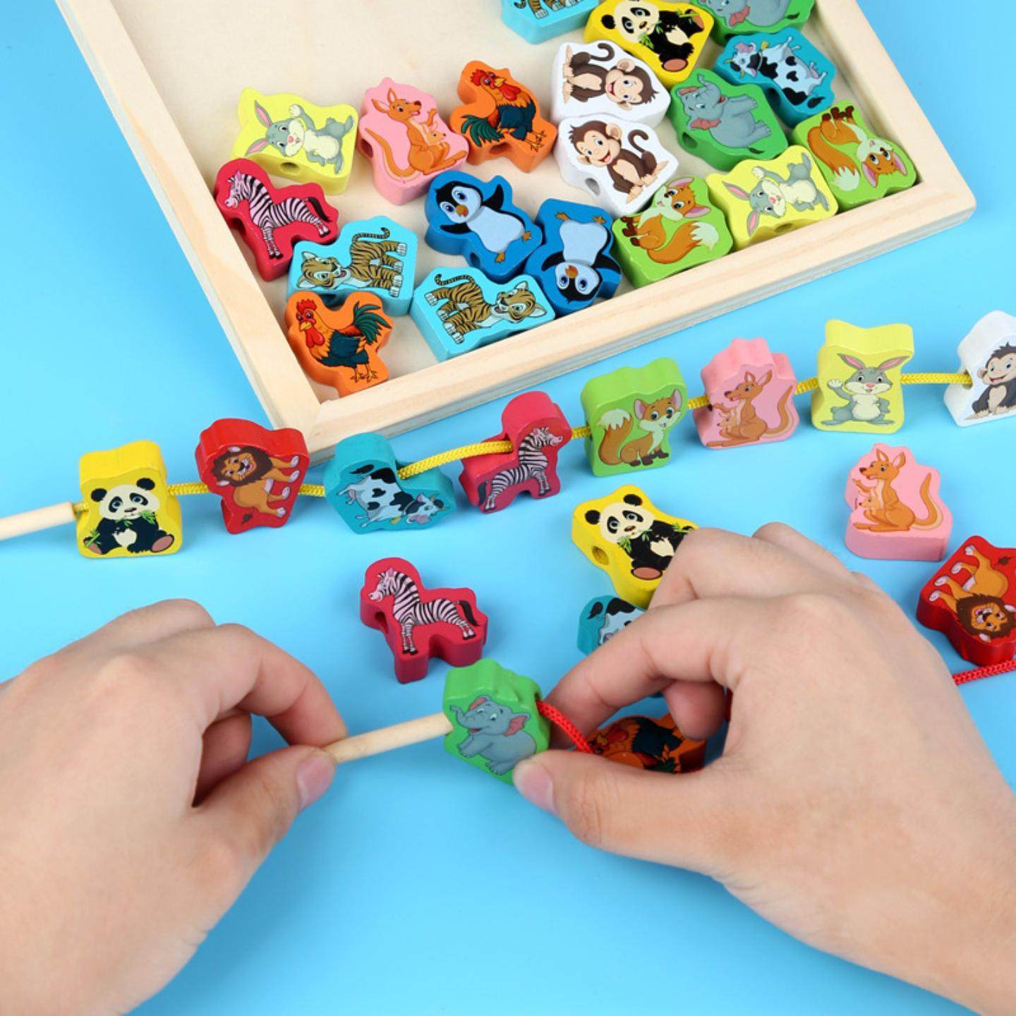 儿童木制质串珠串串乐绕珠玩具木制数字水果动物插珠科教,淘宝优惠券,粉丝福利购,淘宝优惠卷