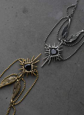 punkyouth星耀璀璨羽翼项链925银防过敏小众璀璨朋克风吊坠