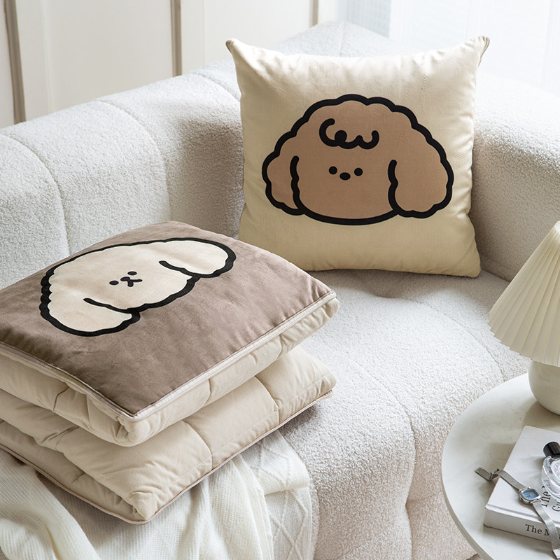 线条小狗抱枕被子二合一枕头毯子两用车载午睡被家用沙发空调,淘宝优惠券,粉丝福利购,淘宝优惠卷