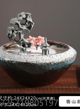 高档办公桌面假山摆室件茶几装饰品创软意禅家居酒博古架书房新中