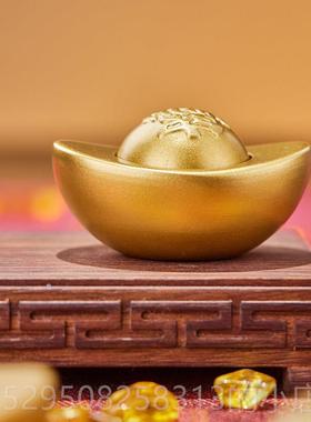 高档朱仁铜招财进礼宝元宝炳摆件金元宝铜物桌面乔迁品礼聚宝盆装