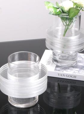 现代轻奢透样明水晶璃JSE花器摆件楼处玻板房客售厅桌面电视柜装