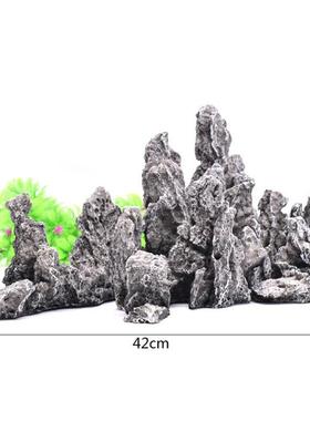 大鱼缸装饰-造假山真水草摆套餐石头件青仿龙石水族景桥布景