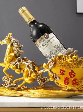 马到成功轻红奢档葡架高萄酒子客厅POD酒柜装饰品摆件高端大气上