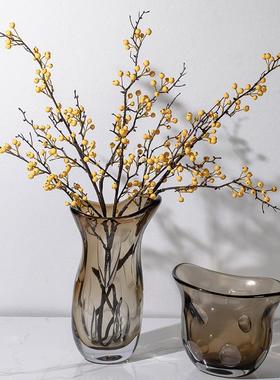 现则代轻奢琥色艺术不规璃KL2020-2琉花瓶摆件玄关餐桌样珀板房间