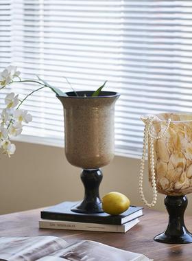 碧璃轩新品BXG22-BK高脚法式风软灯古烛台两用玻花瓶复风装家居花