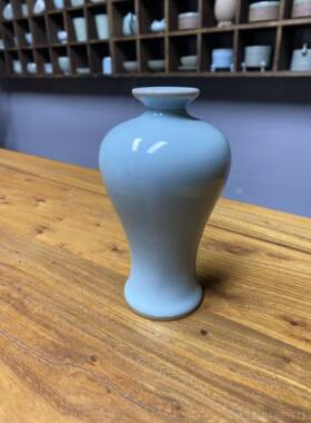 高档宋式美汝汝窑文创小摆件学插中式国风花瓶器瓷民宿陶瓷装饰工