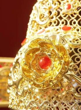 高档朱炳仁连礼中三元第状元帽及书房桌面摆件学生送铜高中毕业花