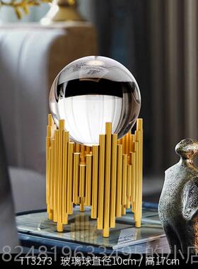 高档现代轻玻奢璃水晶球摆件酒办公室招客厅电视柜柜轻财奢高档装