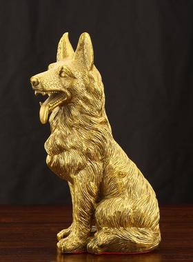 动物摆件黄铜十二生肖纯狗狼狗仿真狗大号家居客厅中式装饰品