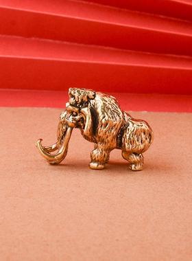 黄铜猛犸象摆件装饰办公室桌面茶宠小摆件猛犸象铜雕工艺品装饰品