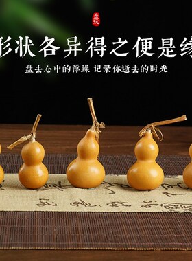 天然文玩小葫芦精品手把件带龙头小手捻绕指柔盘玩精挑胖墩葫芦