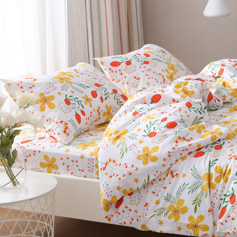 明亮花朵小清新秋冬被套单件纯棉加厚斜纹全棉布被罩150x200X230,淘宝优惠券,粉丝福利购,淘宝优惠卷