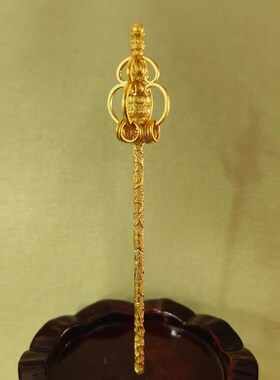 西安文创旅游纪念品法门寺唐银花双轮十二环锡杖铜摆件商务礼物