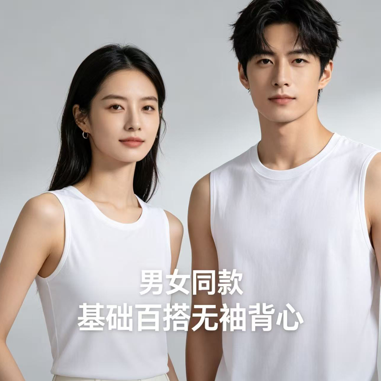 k-Free^Lancer重磅纯棉圆领背心男女夏季宽松运动休闲无袖多色