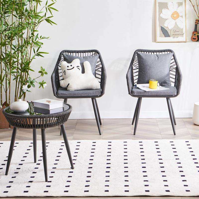 休闲藤编椅三件套阳台桌椅茶几组合庭院靠背椅单人藤编椅编制绳椅,淘宝优惠券,粉丝福利购,淘宝优惠卷