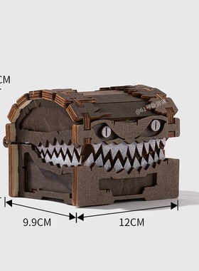 61号铺!小心被咬!怪物宝箱收纳盒子木质创意工艺品摆件地下城