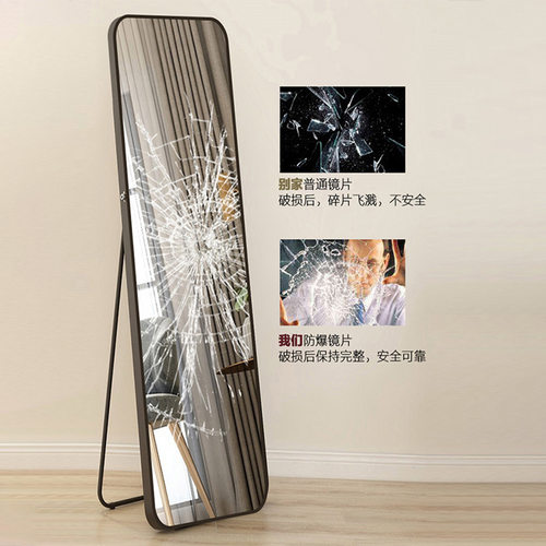 轻奢镜子全身镜穿衣镜家用卧室圆角落地镜女生宿舍壁挂立式试衣镜 - 图2