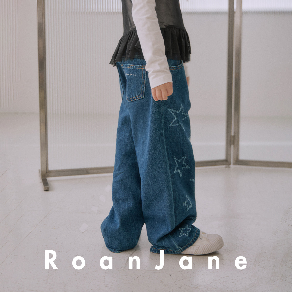 RoanJane童装韩国儿童牛仔裤星星刺绣男童长裤蓝女童裤子纯棉春秋,淘宝优惠券,粉丝福利购,淘宝优惠卷