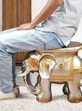 创意大象凳换鞋凳树脂摆件酒店客厅玄关进门口乔迁送礼新房装饰品