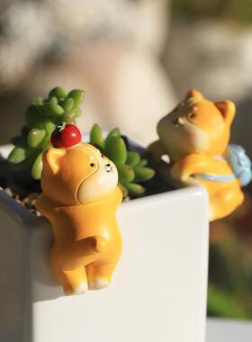 如果卡通狗狗鱼缸造景摆件创意水族箱装饰品花盆爬缸微缩景观配件