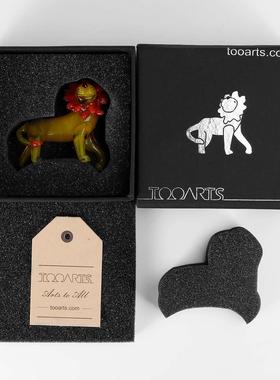 小狮子 琉璃摆件 动物雕塑 吹制琉璃艺术 家居装饰创意