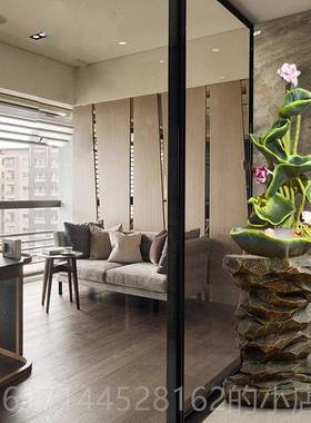 正品新家中式落地流水喷泉品客厅摆件居饰摆设装开业礼品饰荷叶流