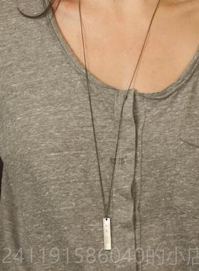 高档方牌项链 男定制刻长字长款吊牌T恤外搭纯银情项链女毛衣链侣