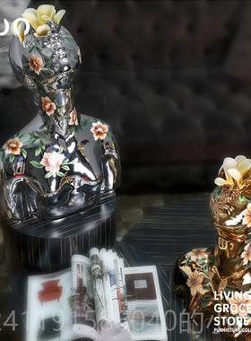 高档YOWOW有窝设计师电镀季少花女款头像雕塑客O厅酒店艺术装饰品