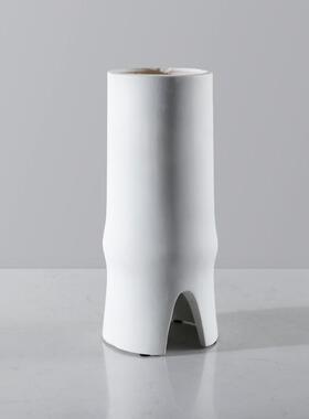 简约现代白色树脂艺术竹节插花花器仿真花材配草客厅餐桌饰品摆件