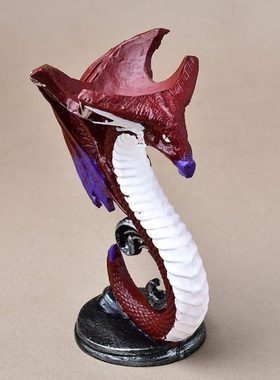 红色毒蛇摆件家居装饰品白腹飞翼蛇邪恶之蛇工艺品水晶球底座恶龙