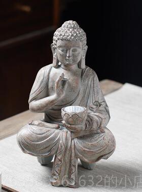 高档复佛像花园布置庭装饰太能灯阳台阳小鱼池摆件办公院室新中式
