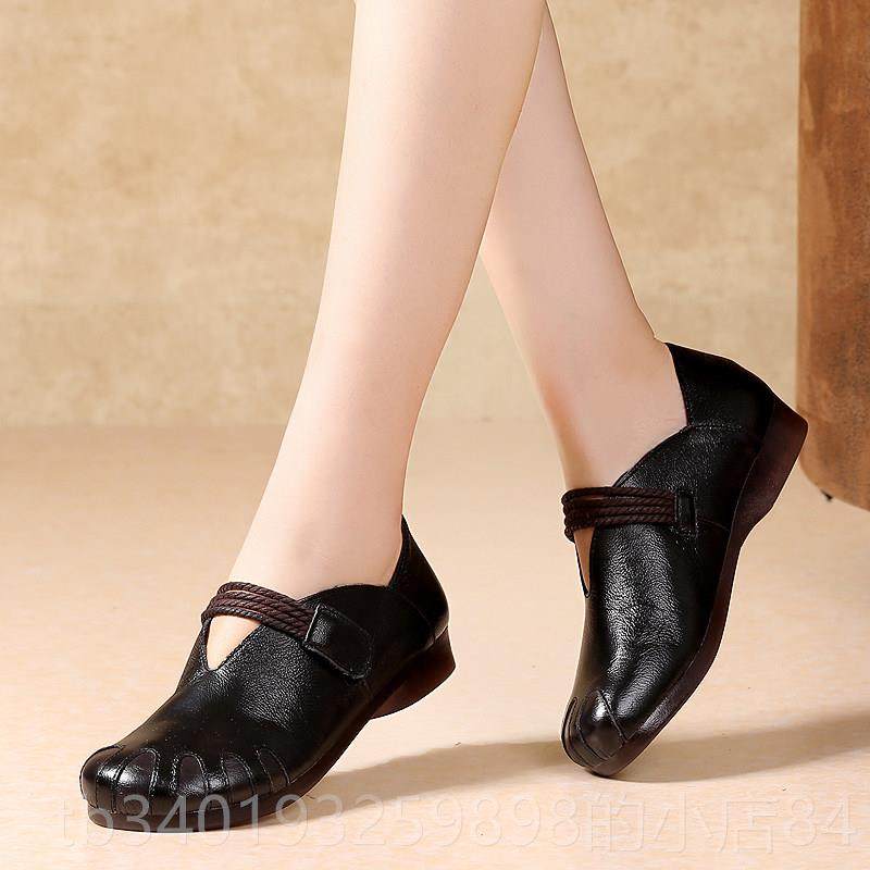 新款季单鞋女软皮底妈鞋休闲春妈舒适平底平跟真皮女鞋手工牛皮复,淘宝优惠券,粉丝福利购,淘宝优惠卷