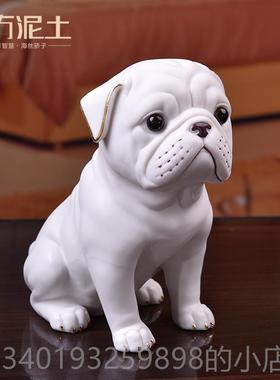 新款哥东方泥土《八犬》礼陶瓷招财狗 家居客书厅房桌面装饰品品