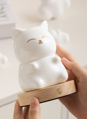 蔡小白台灯床头灯喵喵少女礼物氛围灯浪漫卧室睡眠充电小夜灯摆件