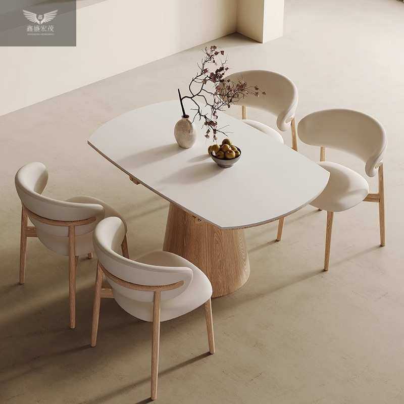 北欧实木岩板餐桌可伸缩折叠家用大小户型饭桌方圆两用餐桌椅组合,淘宝优惠券,粉丝福利购,淘宝优惠卷