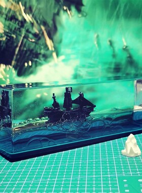 永不沉没的黑珍珠号加勒比海盗漂流瓶摆件流体游轮巴米伦车载摆件