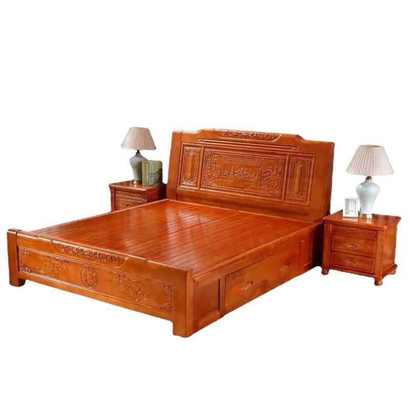 中式实木床1.8米双人床明清仿古1.5米经济型雕花床厂家直销储物床,淘宝优惠券,粉丝福利购,淘宝优惠卷