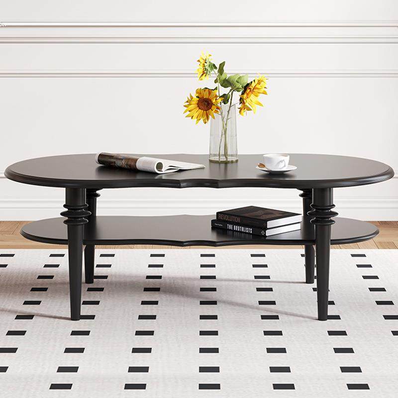 法式复古实木圆形茶几中古风电视柜茶几组合家用客厅黑色矮柜新款,淘宝优惠券,粉丝福利购,淘宝优惠卷