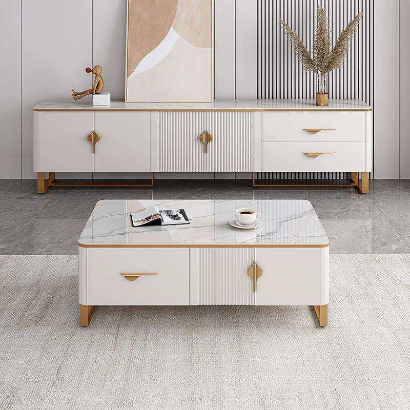 轻奢电视柜茶几组合现代简约小户型客厅意式岩板拼色实木地台柜,淘宝优惠券,粉丝福利购,淘宝优惠卷