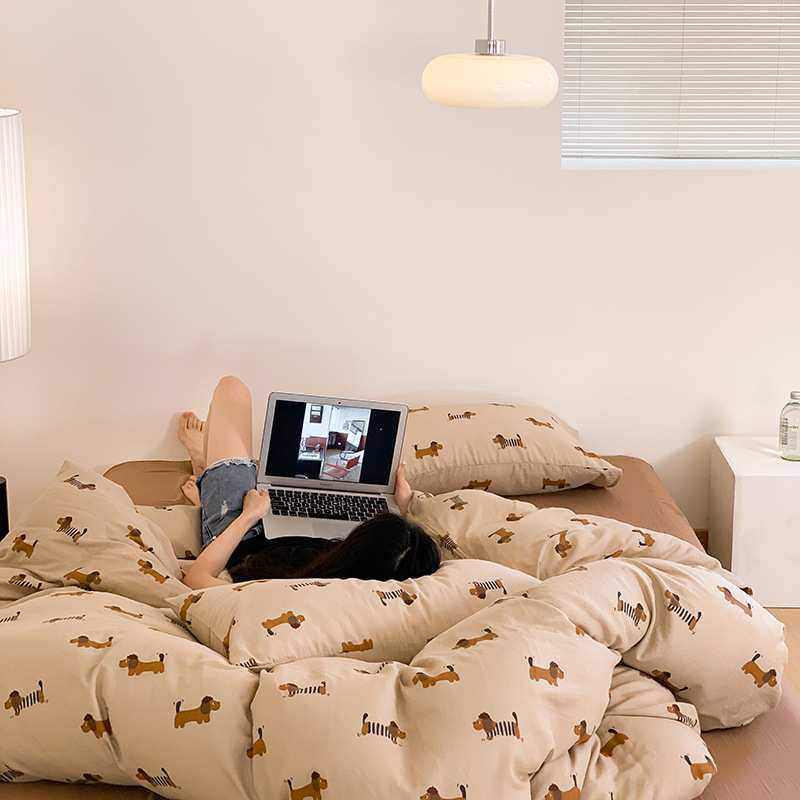 2025春夏新品纱布四件套全棉印花双层纱被套A类婴幼儿级床品套件,淘宝优惠券,粉丝福利购,淘宝优惠卷