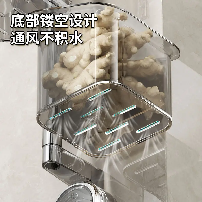【下单立减50】双吸盘旋转葱姜蒜收纳盒壁挂式厨房大容量多层YP,淘宝优惠券,粉丝福利购,淘宝优惠卷