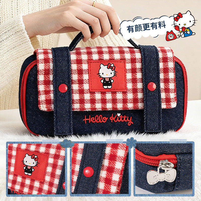三丽鸥凯蒂猫复古手提大容量笔袋女生2026年新款高颜值初中生高中大学多层文具收纳袋小众多功能ins风笔袋,淘宝优惠券,粉丝福利购,淘宝优惠卷