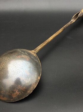 怀旧民俗古玩老式黄铜勺子铲子古代家用传统老物件仿古铜饭勺摆件